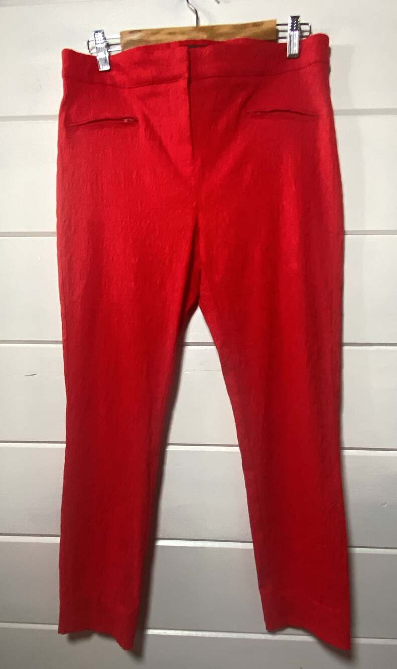 Soho Apparel Ltd Red Textured Jacquard Ankle Pants Size L